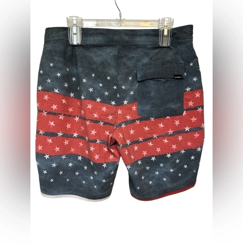 O'Neill American Flag Board Shorts Red BLue Striped 9
